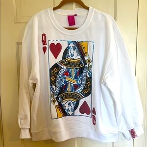 Queen of Sparkles - Queen of Hearts Card Sweatshirt BNWT ~ Size Medium